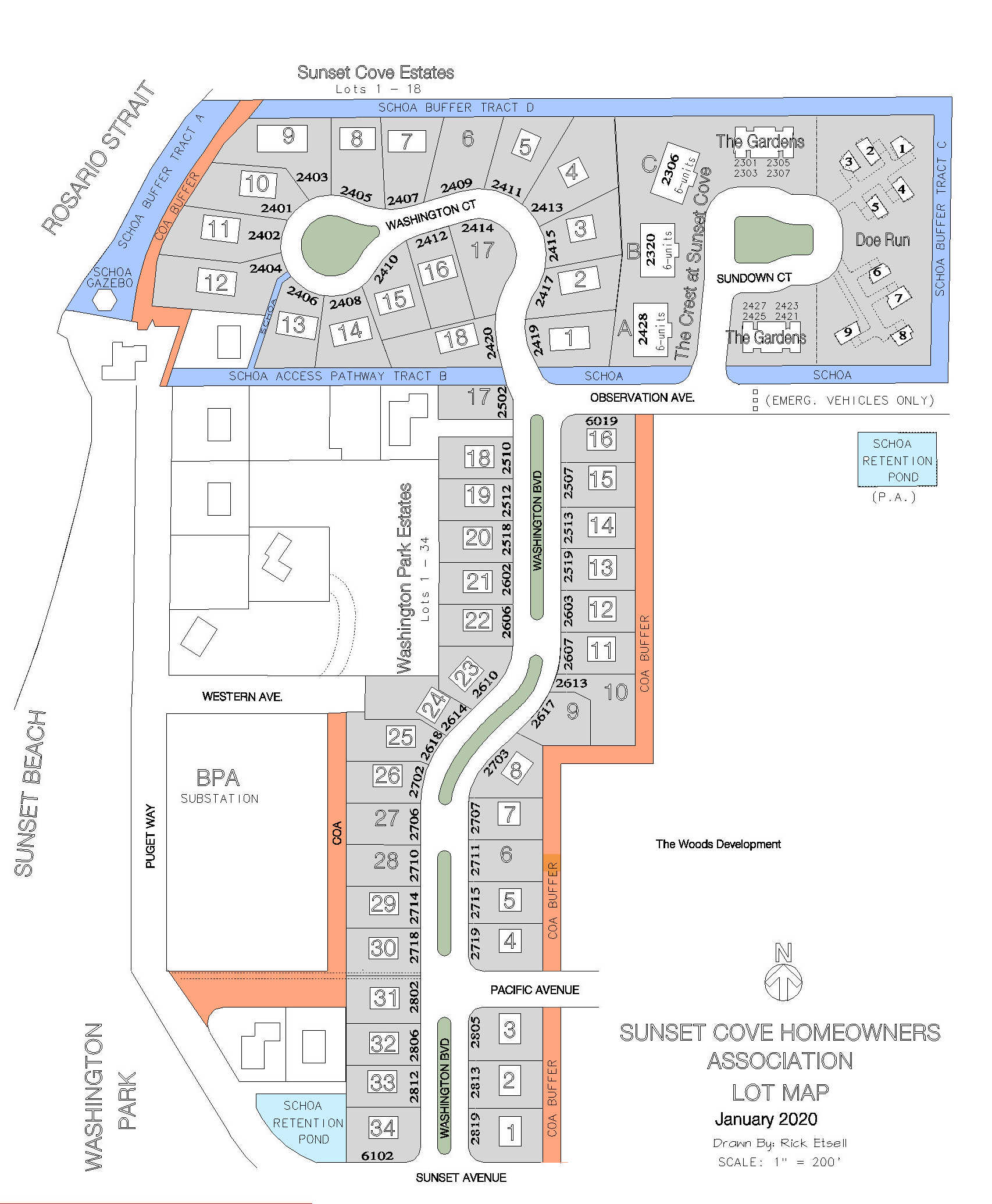 Sunset Cove Lot Map 2020